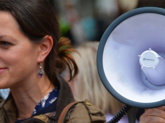 woman with megaphone